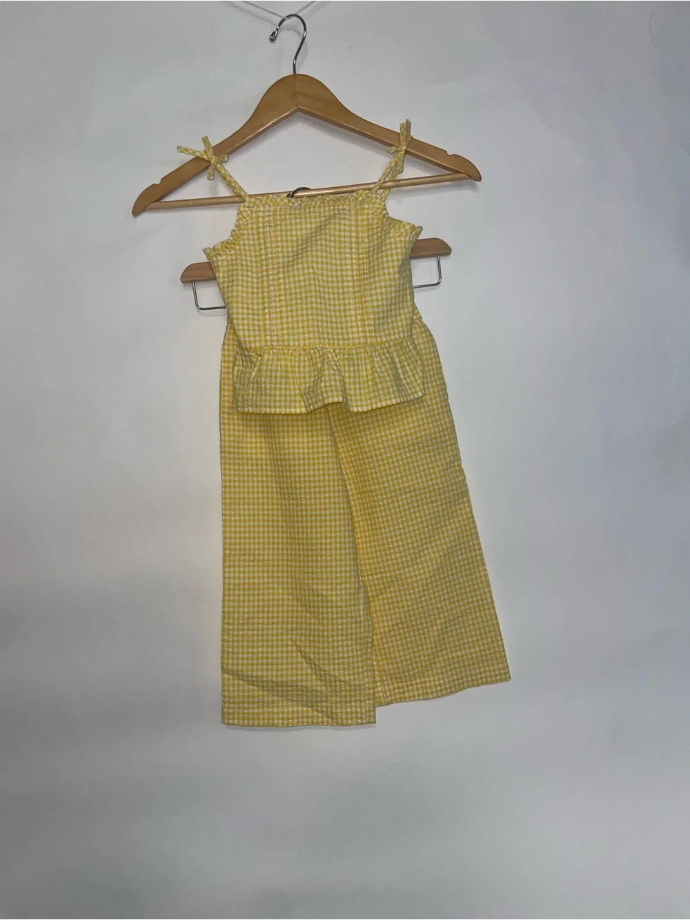 Ralph Lauren Yellow Gingham Peplum Jumpsuit size 4